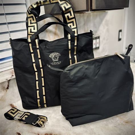 black versace parfums bag|versace parfums black tote bag.